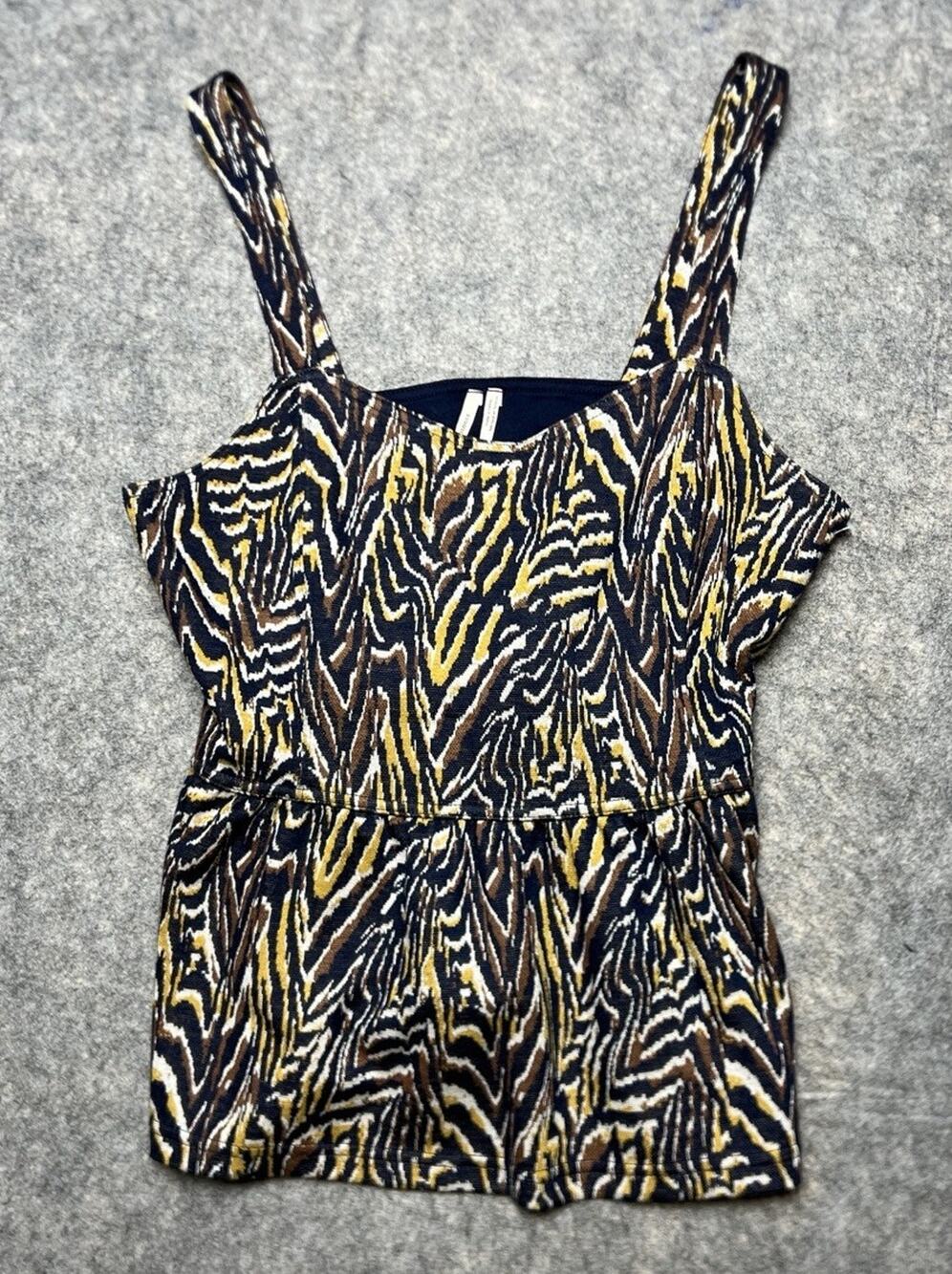 Anthropologie Jamie Zebra Print Peplum Sweetheart Neck Tank Top Blouse Size S